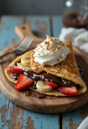 초콜릿과 과일을 곁들인 팬케이크 타코