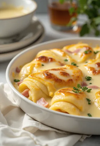 갓 구운 베샤멜 햄 크레페