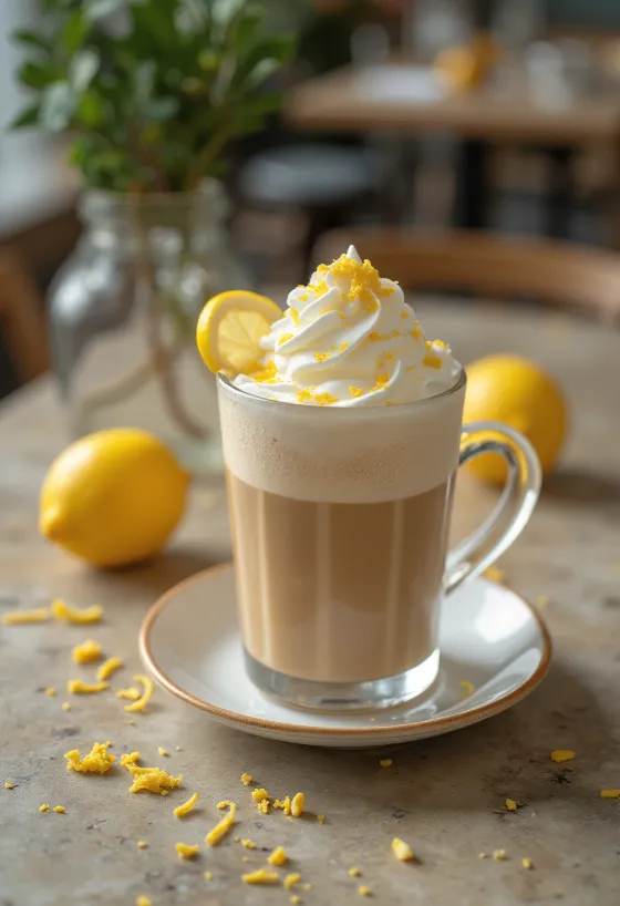 유리잔에 담긴 민트 레몬 프라페