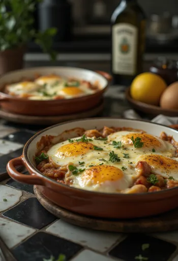 고기를 층층이 쌓은 가지 캐서롤