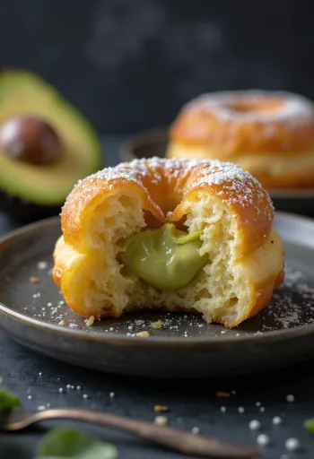 갓 서빙된 아보카도 도넛
