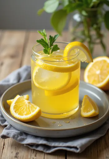 유리잔에 담긴 민트 레몬 펀치