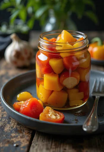 병에 담긴 파프리카 피클