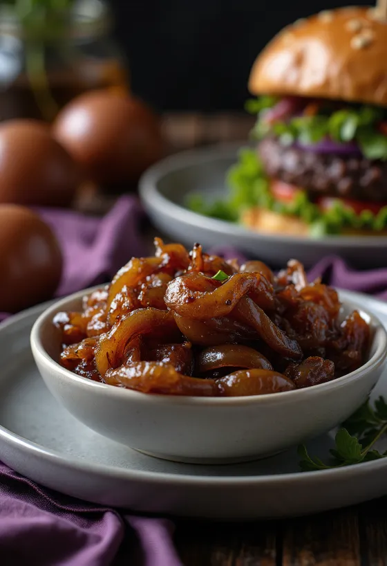 BBQ 구운 카라멜라이즈 양파 서빙