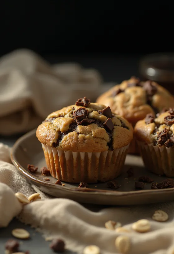 오트밀 초콜릿 머핀 서빙 모습