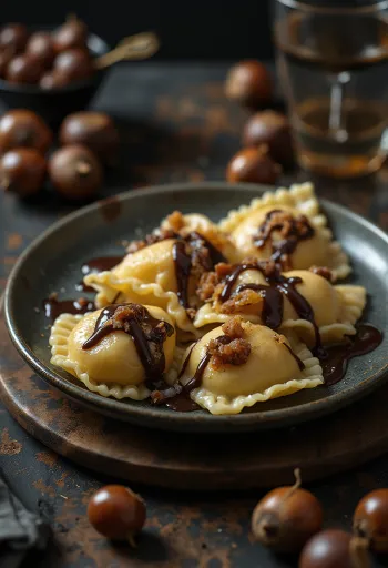 가당 밤 라비올리 서빙