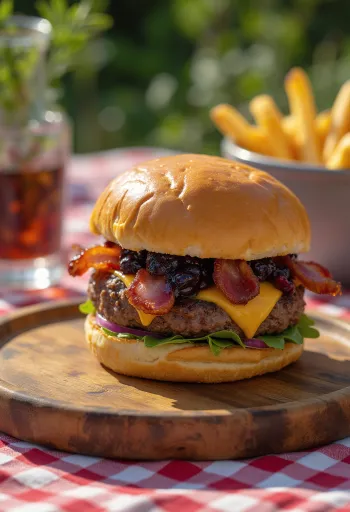 서빙된 블루베리 베이컨 버거