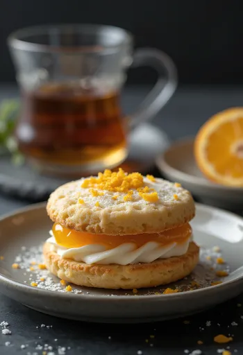 가루설탕을 뿌린 코티지 치즈 오렌지 린저