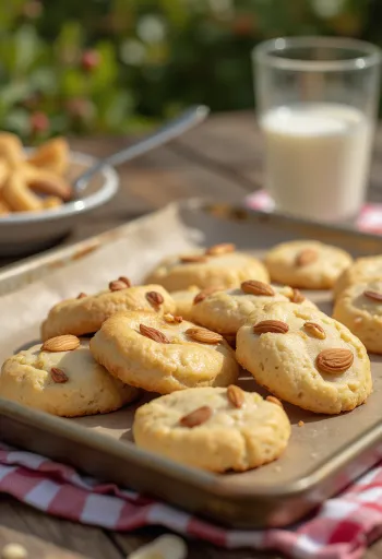 접시에 담긴 아몬드 쿠키