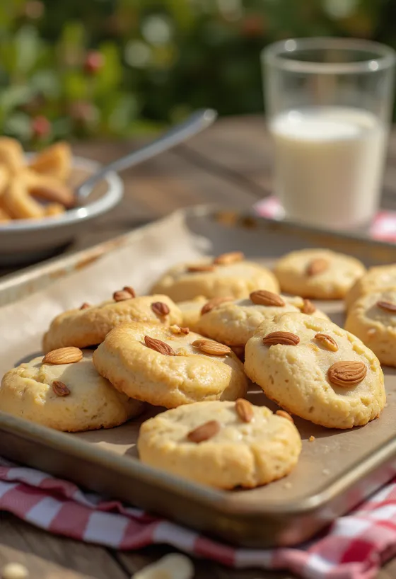 접시에 담긴 아몬드 쿠키