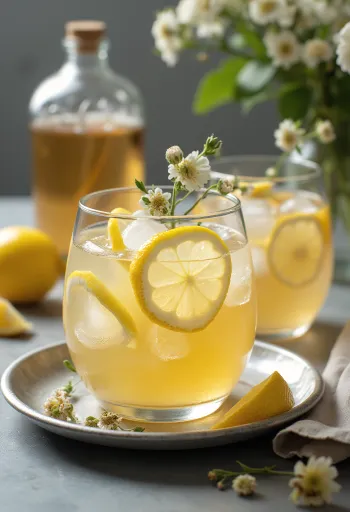 갓 서빙된 엘더플라워 아이스 사이다