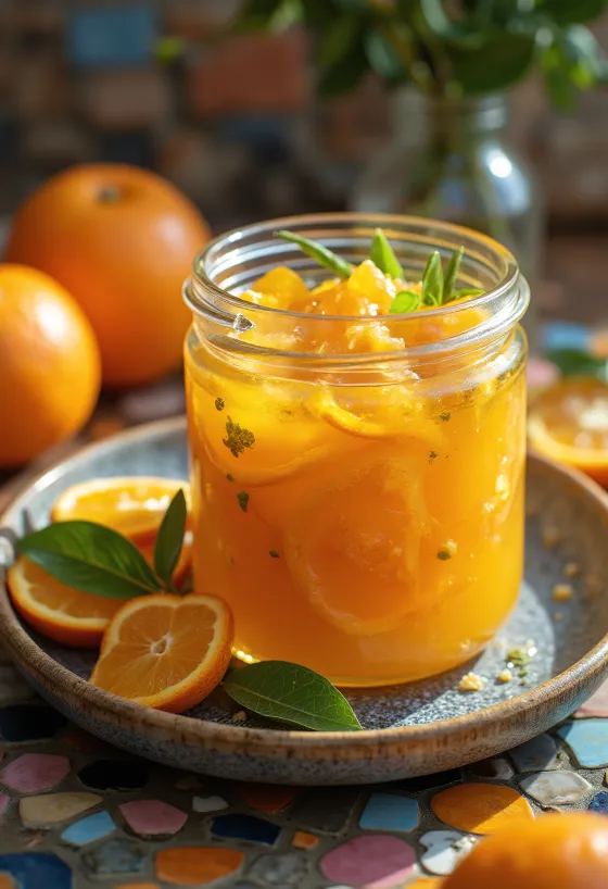 제공된 새콤달콤한 오렌지 생강 처트니