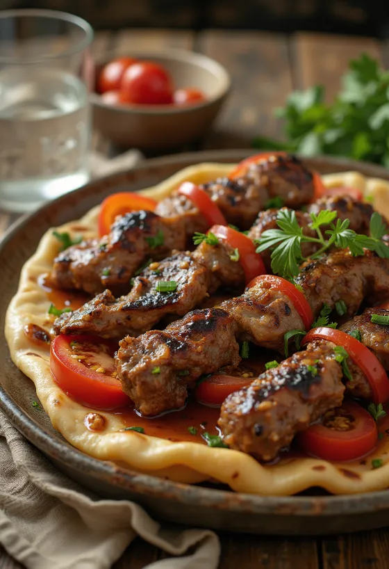 천천히 구운 양고기와 향신료 버터를 곁들인 탄두르 케밥