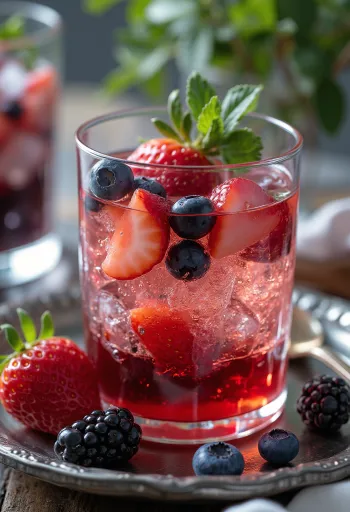 갓 서빙된 베리 사이다