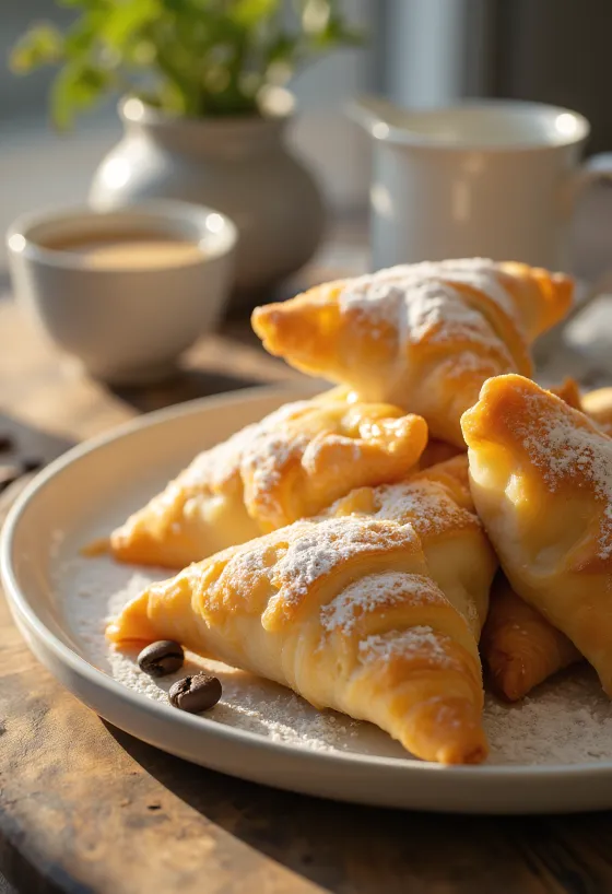 서빙된 커피 크림 사모사