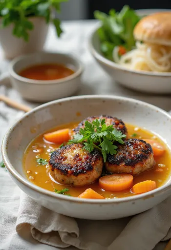 쌀국수와 허브를 곁들인 분짜