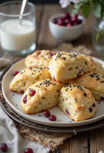 양귀비 씨가 듬뿍 뿌려진 크랜베리 포가차