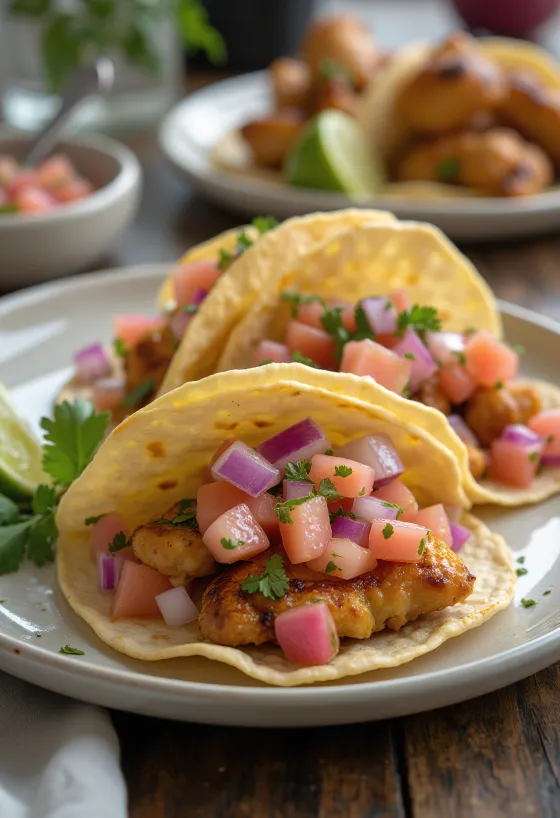 구아바 소스 치킨 타코 (Tacos de Pollo con Salsa de Guayaba)