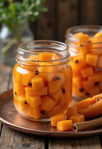 유리병에 담긴 파파야 피클
