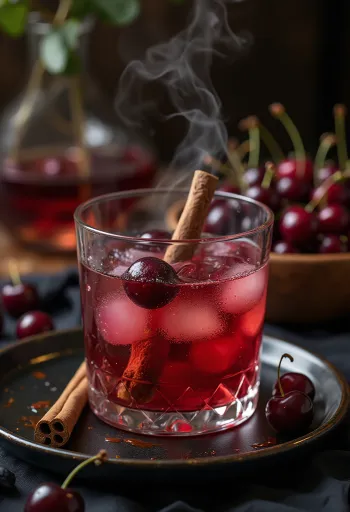 잔에 담긴 체리 사이다