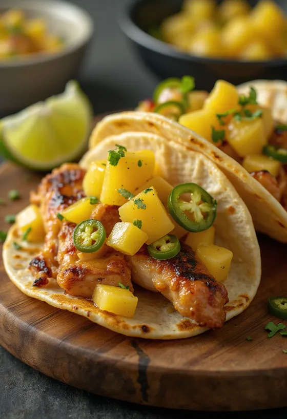 파인애플 소스 치킨 타코 (Tacos de Pollo con Salsa de Piña)