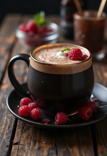 컵에 담긴 초콜릿 라즈베리 사이다