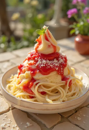 스파게티 아이스크림 서빙