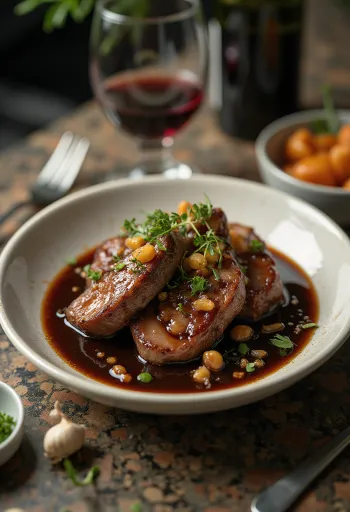 로즈마리를 곁들인 매콤한 소스 소고기 구이