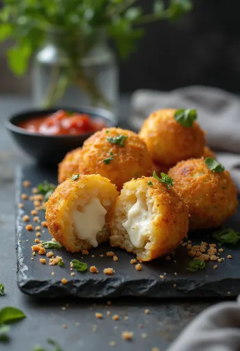 반으로 갈라져 치즈가 늘어나는 바삭한 아란치니