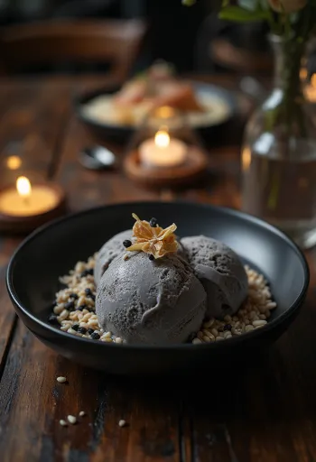 검은깨 아이스크림 서빙