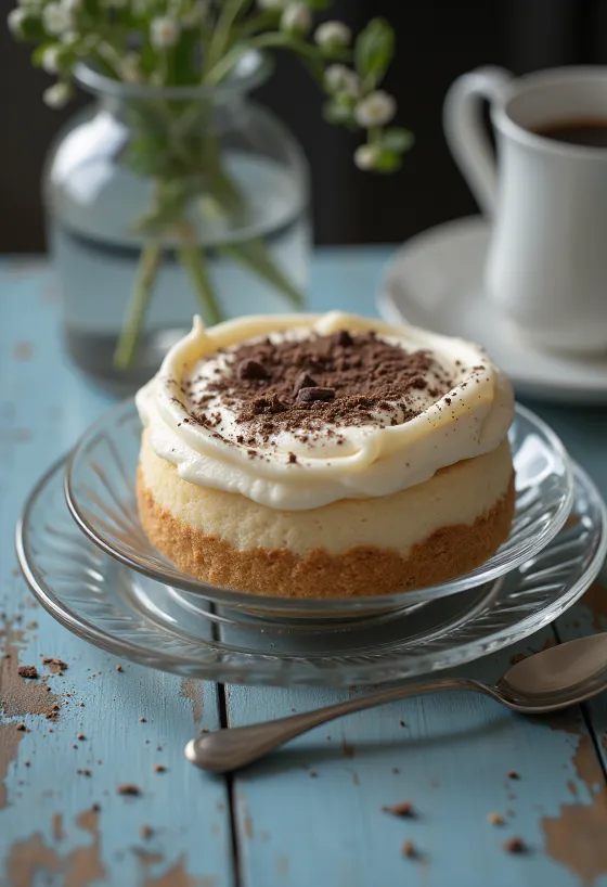 장식이 있는 크림 커피 케이크
