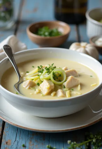 제공된 리크 치킨 크림 수프