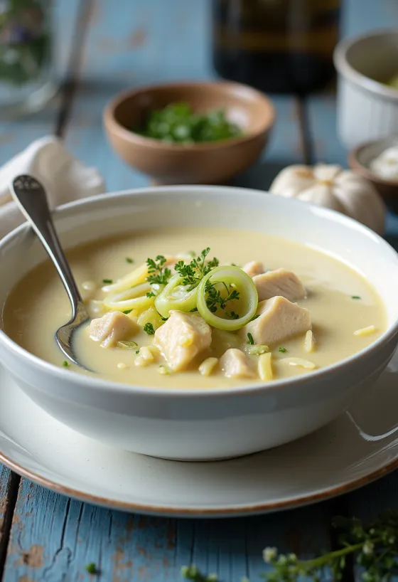 제공된 리크 치킨 크림 수프