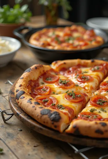 사각형 모양의 두껍고 바삭한 디트로이트 스타일 피자