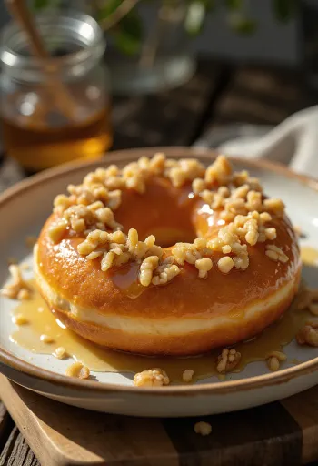 서빙된 호두 꿀 도넛