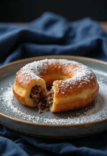 갓 서빙된 엘크 고기 도넛