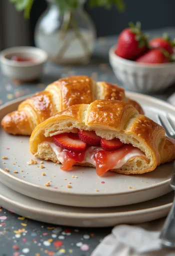 서빙된 딸기 크루아상