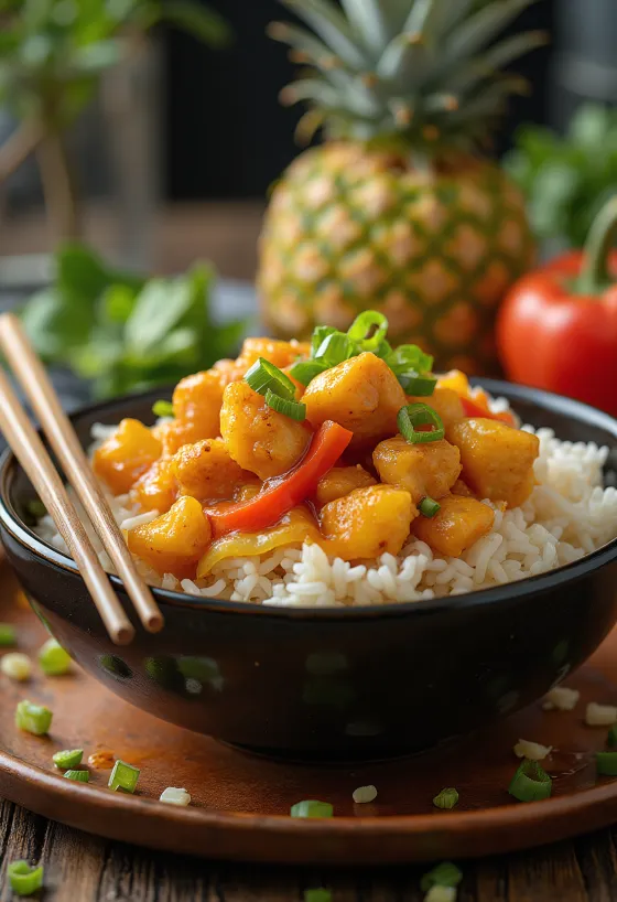 태국식 새콤달콤 치킨 서빙