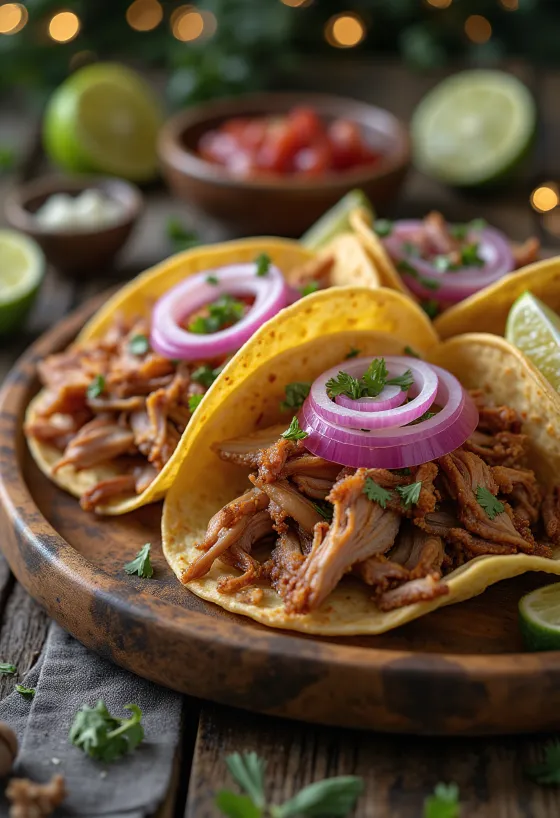 라임과 고수를 곁들인 카르니타스 타코