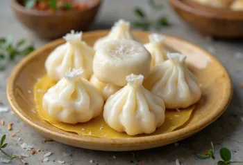 서빙된 찐 태국식 코코넛 스위트 덤플링
