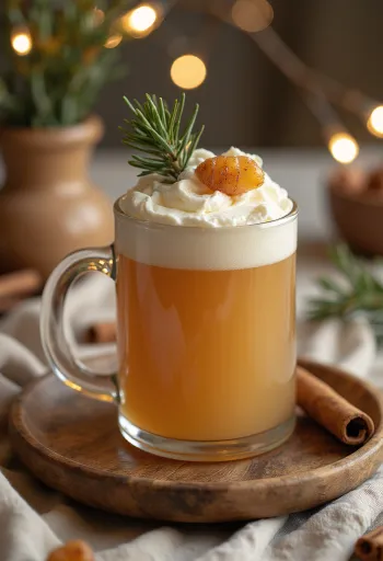 유리잔에 담긴 소나무 순 사이다