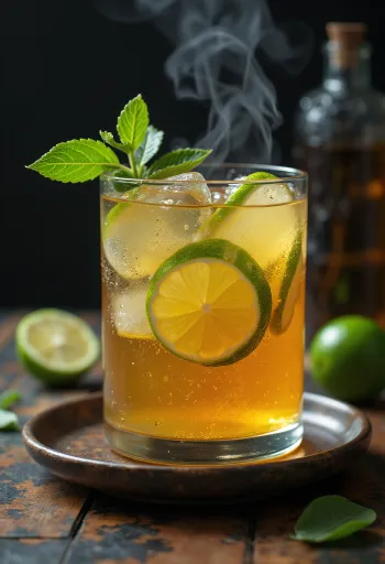 유리잔에 담긴 라임 사이더