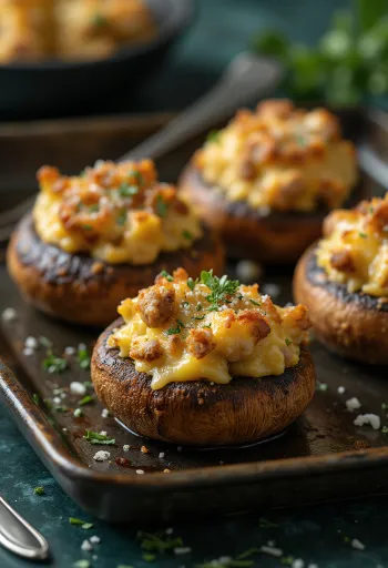 다진 고기로 채운 버섯