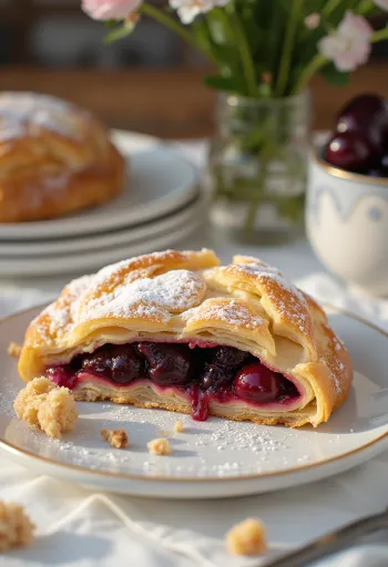 접시에 담긴 체리 슈트루델