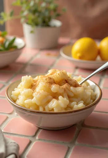 그릇에 담긴 계피 밥