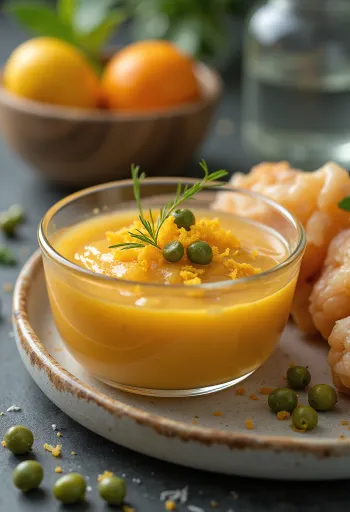 케이퍼 라임 오렌지 소스 서빙 모습