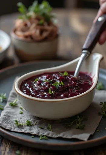 타라곤 레드 와인 소스 서빙 모습