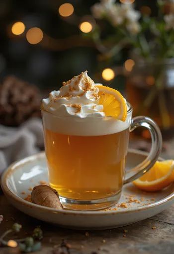 유리잔에 담긴 따뜻한 스파이시 사이다