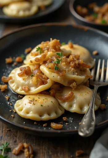 사워크림을 곁들인 폴란드식 버섯 피에로기