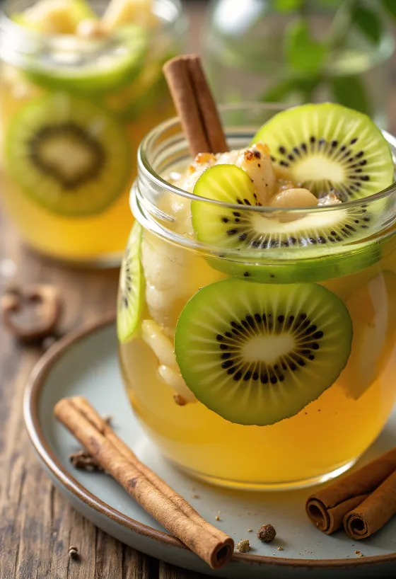 유리병에 담긴 새콤달콤한 키위 피클